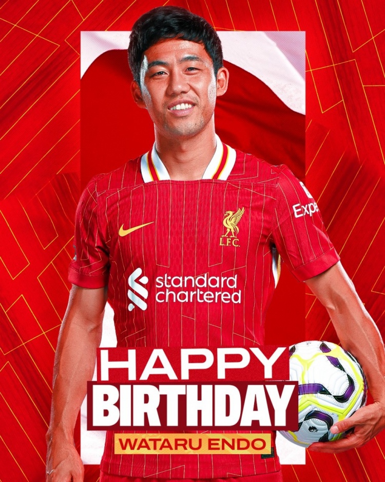  利物浦祝遠(yuǎn)藤航32歲生日快樂，球員加盟紅軍至今出戰(zhàn)62場比賽