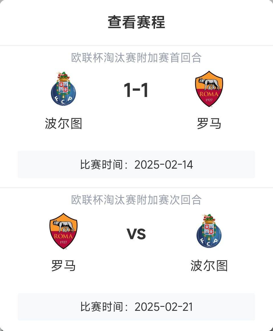  羅馬頂得住嗎？意甲歐戰(zhàn)8隊3隊直通4隊出局，羅馬首回合1-1波爾圖