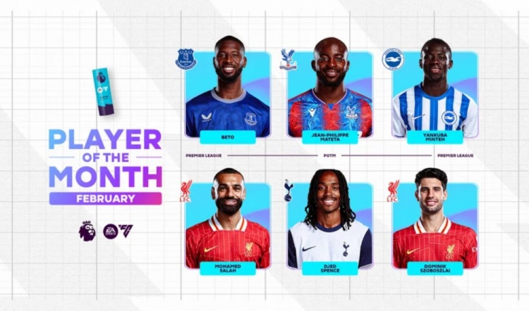  英超2月最佳候選：貝托、馬特塔、明特、薩拉赫、斯賓塞、索博