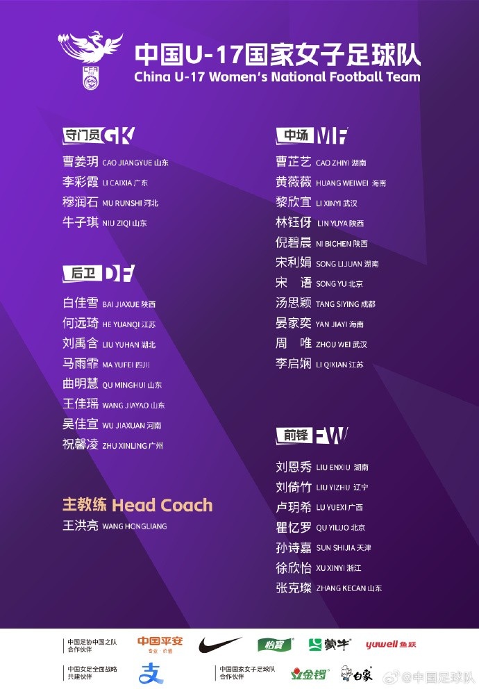  U17女足30人將在蘇州集訓(xùn)備戰(zhàn)世界杯，姜寧、朱挺擔(dān)任訓(xùn)練員